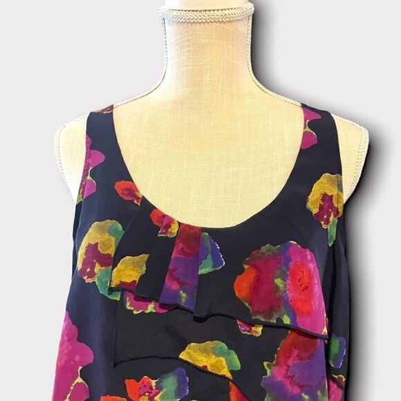Eliot | EUC Women’s Sleeveless silk Multi-color Abstract Blouse Size Small S - Picture 2 of 8